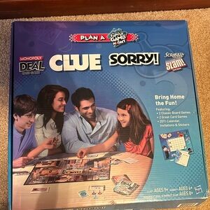 Four classic games, two hilarous board games , 2 fun crad games.